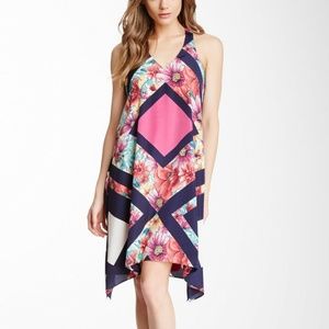 MUSE Vibrant Printed Handkerchief Satin Racerback Sleeveless Dress Size 4
